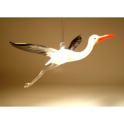 Glass Stork Egret Ornament 