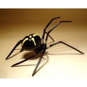 Black Glass Spider Figurine with  Yellow Cross on Back