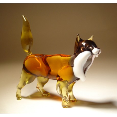 Brown and White Glass Cat