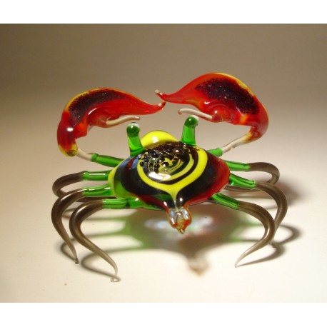 Glass Crab with Red Claws Figurine