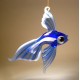 Blue  and White Glass Telescope Fish Figurine