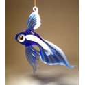 Blue and White Glass Hanging Telescope Fish Ornament