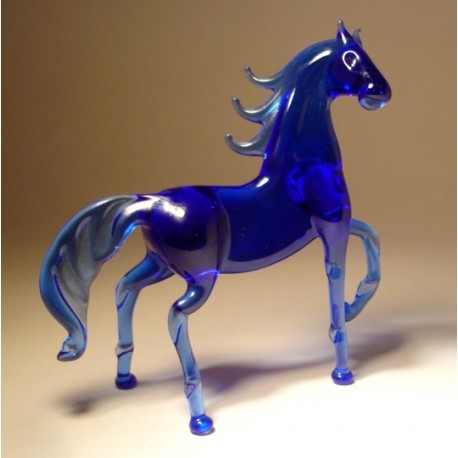 Glass Blue Horse Figurine
