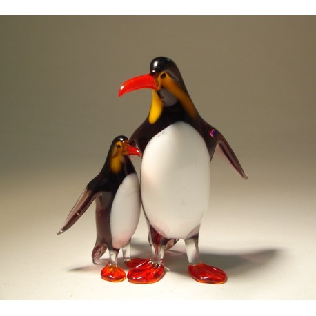 Glass Two Penguins Figurine