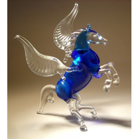 Blue and Clear Pegasus Glass Figurine