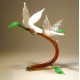 Glass White Doves on a Branch Figurine