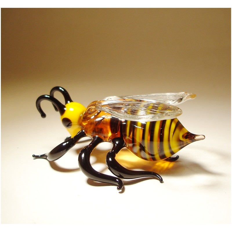 Blue Glass Bee Figurines Collectible Bee Miniature Statue Glass Bees Decor Figure Bee Sculpture Murano Bumble Bee Decoration Artglass Insect 