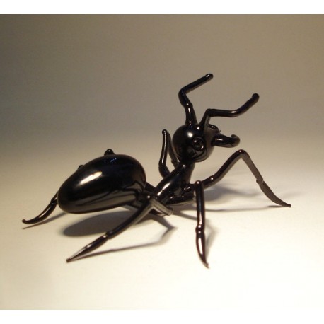 Glass Black Ant Figurine