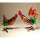 Glass Rooster and Hen