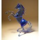 Blue Rearing Glass Horse Figurine