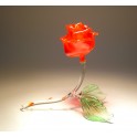Red Glass Rose Open  Figurine