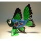 Black and Green Glass Exotic Fish Figurine