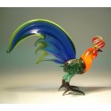 Glass Blue Rooster Figurine