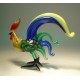 Glass Blue Fighter Rooster Figurine