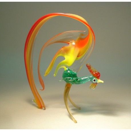 Glass Rooster figurine with Gorgeous Tail