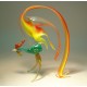 Gorgeous Green, Red & Yellow Tail Glass Rooster Figurine