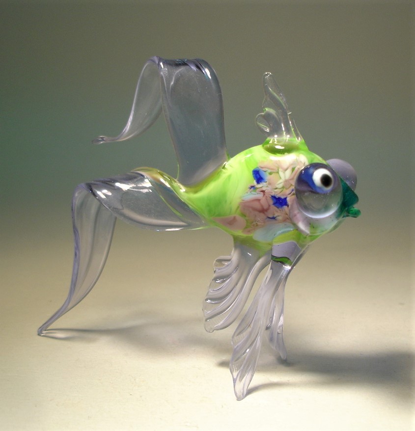 Blue Telescope Glass Fish Figurine