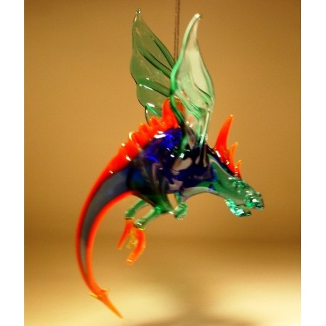 Glass Hanging Winged Dragon Ornament