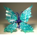 Blue and White  Striped Glass Butterfly Figurine