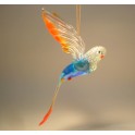 Glass Hanging Blue & Red Parrot Parakeet Ornament