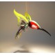 Green and Yellow Glass Hanging Hummingbird Ornament