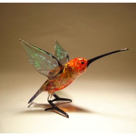 Glass Hummingbird with Long Beak Figurine