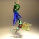 Glass Hanging Hummingbird and Blue Flower Ornament