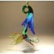 Glass Hanging Hummingbird and Blue Flower Ornament