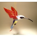 Glass Red, Blue and Yellow Hummingbird Ornamnet Figurine
