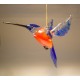 Blue & Red Glass Hanging Hummingbird Ornament