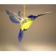 Blue and Yellow Glass Bird Hanging Hummingbird Ornament