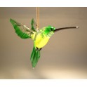 Yellow & Green Glass Hanging Hummingbird Ornament