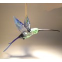 Glass Blue & Green Swallow Tail Bird Hummingbird Ornament