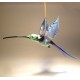 Glass Blue & Green Swallow Tail Bird Hummingbird Ornament