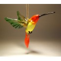 Glass Red and Green Hummingbird Figurine Ornament