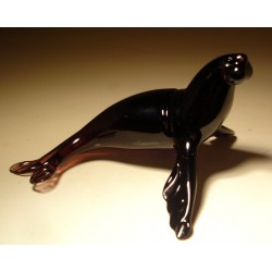 Glass Black Seal Figurine